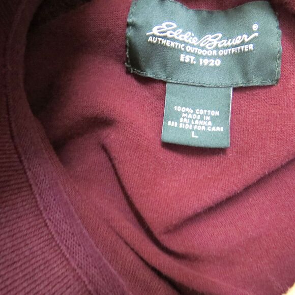 Eddie Bauer Men's Field Pro Long Sleeve Rugby Polo  L  Burgundy - Picture 2 of 4